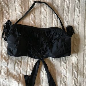 Black fringe halter swim suit top